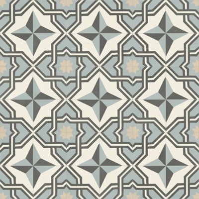 Geometric Tile Vinyl by Remland (Deco Blue, 6m x 3m)