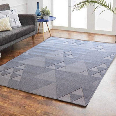 Geometric Triangle Pattern Area Rug,Grey/Cream DIY at B&Q