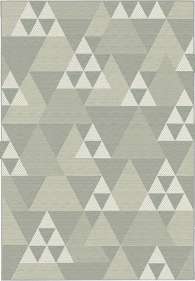 Geometric Triangle Pattern Area Rug,Grey/Cream