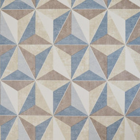 Geometric Triangle Wallpaper Muriva Blue Grey Paste The Wall Vinyl Textured