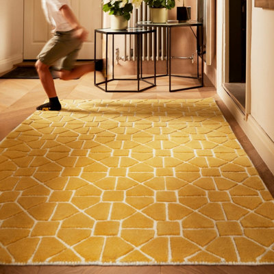 Geometric Wool Handmade , Modern Easy to clean Living Room and Bedroom ...