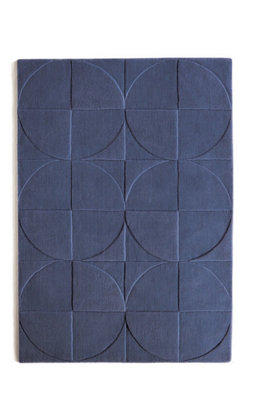 Geometric Wool Rug, Modern Rug, Optical/ (3D) Rug, Handmade Luxurious Rug for Bedroom, & Dining Room-120cm X 170cm