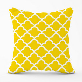 Geometric Yellow Quatrefoil Wave Cushions 45cm x 45cm