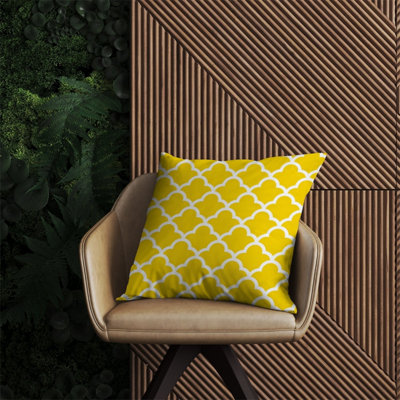 Geometric Yellow Quatrefoil Wave Outdoor Cushion 60cm x 60cm