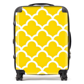 Geometric Yellow Quatrefoil Wave Suitcase - Large