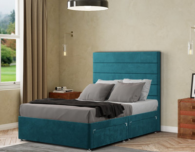 George Divan Bed 2 Drawers Floor Standing Headboard Plush Emerald