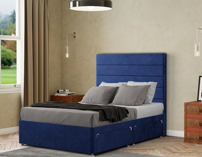 George Divan Bed 2 Drawers Floor Standing Headboard Plush Navy