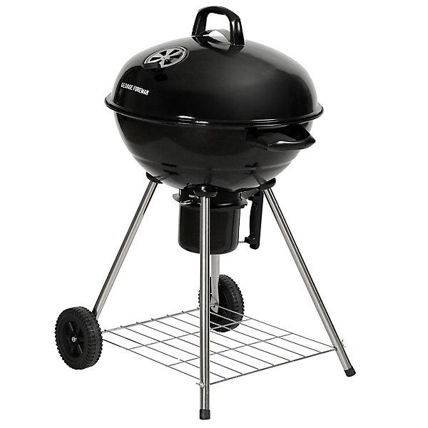 George Foreman Charcoal BBQ 22 Inch Black Kettle Barbecue George Foreman Charcoal BBQ 22 Inch Black Kettle Barbecue