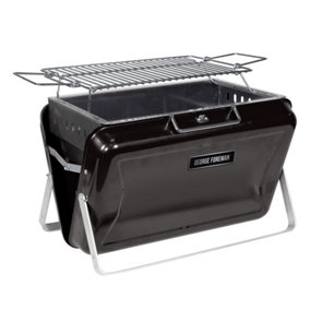 George Foreman Charcoal BBQ Portable Briefcase Barbecue Black GFPTBBQ1005B