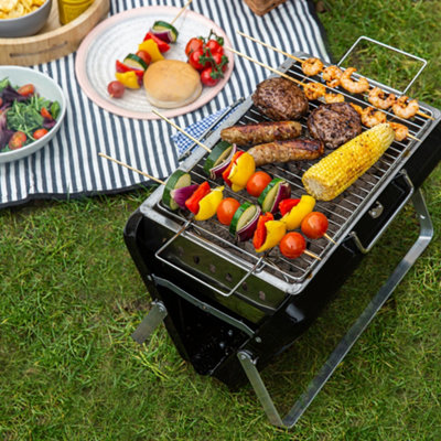 George Foreman Charcoal BBQ Portable Briefcase Barbecue Black GFPTBBQ1005B - 5