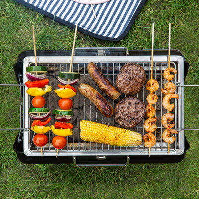 George Foreman Charcoal BBQ Portable Briefcase Barbecue Black GFPTBBQ1005B - 7