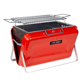 George Foreman Charcoal BBQ Portable Briefcase Barbecue Red GFPTBBQ1005R