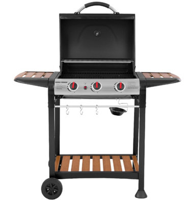 George Foreman Gas BBQ 3 Burner Black and Wood Effect Barbecue GFGBBQ3BW - 6