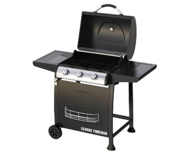George Foreman Gas BBQ 3 Burner Black Barbecue GFGBBQ3B