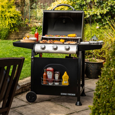 George Foreman Gas BBQ 3 Burner Black Barbecue GFGBBQ3B - 5