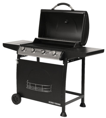 George Foreman Gas BBQ 4 Burner Black Barbecue GFGBBQ4B