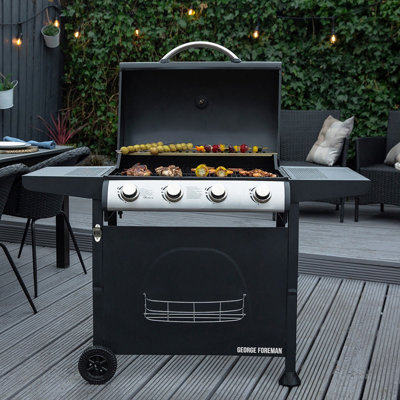 George Foreman Gas BBQ 4 Burner Black Barbecue GFGBBQ4B