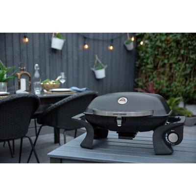 George Foreman Gas BBQ On-The-Go Portable, 1 Burner, Black Stainless Steel GFSBBQ1