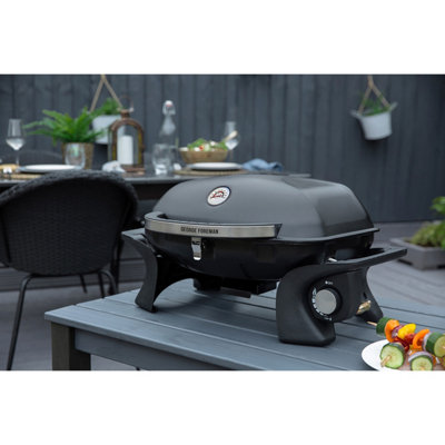 George Foreman Gas BBQ On-The-Go Portable, 1 Burner, Black Stainless Steel GFSBBQ1