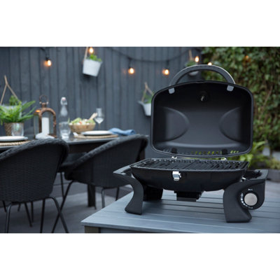 George Foreman Gas BBQ On-The-Go Portable, 1 Burner, Black Stainless Steel GFSBBQ1