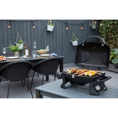 George Foreman Gas BBQ On-The-Go Portable, 1 Burner, Black Stainless Steel GFSBBQ1