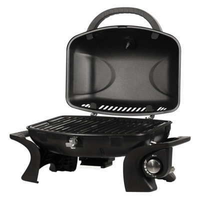 George Foreman Gas BBQ On-The-Go Portable, 1 Burner, Black Stainless Steel GFSBBQ1