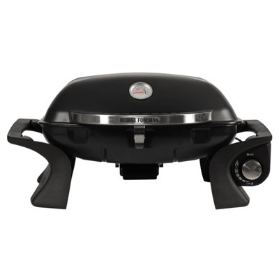 George Foreman Gas BBQ On-The-Go Portable, 1 Burner, Black Stainless Steel GFSBBQ1