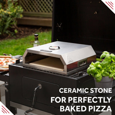 George Foreman Pizza Oven 12" BBQ Grill Top with Pizza Paddle & Pizza Stone, Suitable on Charcoal and Gas BBQs GFPO1SSPC