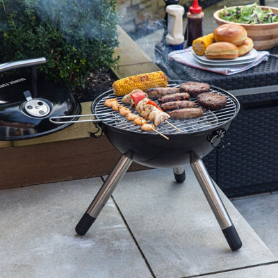 George Foreman Portable Charcoal BBQ 14 Inch Black Barbecue GFPTBBQ1401B - 3