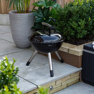 George Foreman Portable Charcoal BBQ 14 Inch Black Barbecue