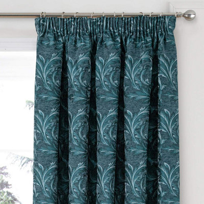 Georgia Chenille Lined Pencil Pleat Curtains - Floral Design Curtains ...
