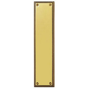 Georgian Door Finger Plate 302 x 74mm Rope Design Border Polished Brass