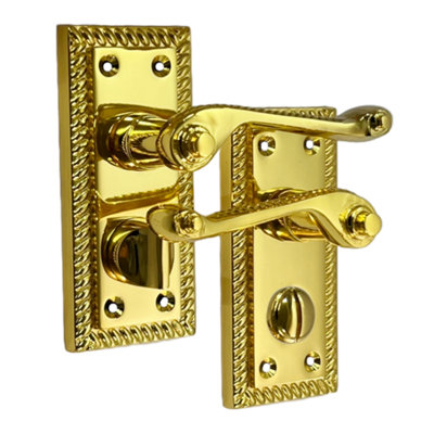 Georgian Door Handles Privacy WC Bathroom Pack Brass 108mm x 48mm ...