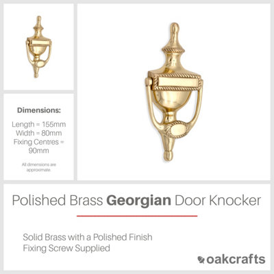 Georgian Door Knocker 150mm Polished Brass Finish