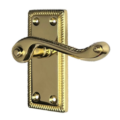 Georgian Handle Latch Door Handles Brass, Pair of 3" Hinges & Latches Pack Sets