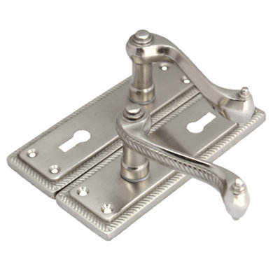 Georgian Roped Door Handle Satin, Lock Door Handles Lever Lock Set ...