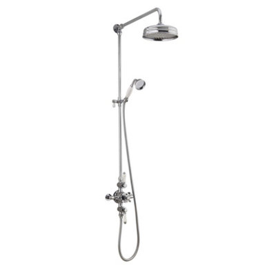 Georgina Traditional Chrome Thermostatic Dual Shower Kit with Fixed Head & Handset