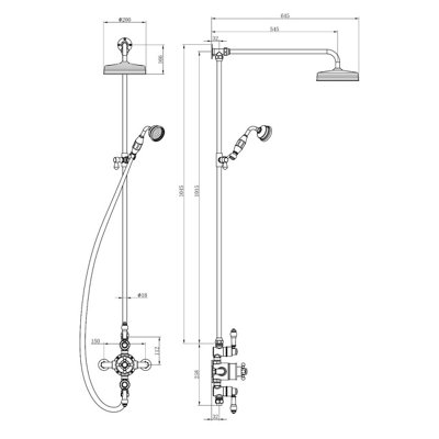 Georgina Traditional Chrome Thermostatic Dual Shower Kit with Fixed Head & Handset