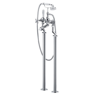 Georgina Traditional Floor Standing Chrome Bath Shower Mixer Tap with Handset