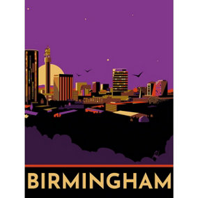 Georgina Westley Birmingham Framed Canvas Print Purple/Black (40cm x 30cm)