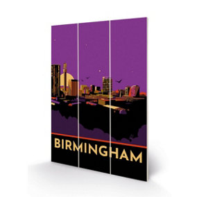 Georgina Westley Birmingham Mini Wood Print Purple/Black (29.5cm x 20cm)