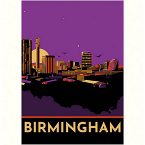 Georgina Westley Birmingham Print Purple/Black (40cm x 30cm)