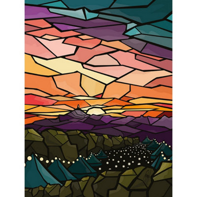 Georgina Westley Glastonbury Stained Gl Framed Canvas Print Multicoloured (40cm x 30cm)