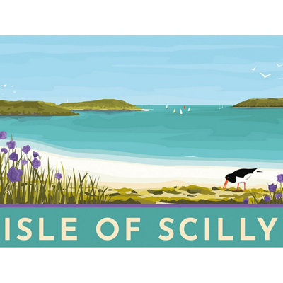 Georgina Westley Isle Of Scilly Framed Canvas Print Blue/Green (30cm x 40cm)