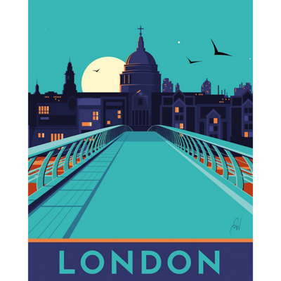 Georgina Westley London St Pauls Framed Canvas Print Blue/Navy (40cm x 30cm)