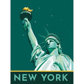 Georgina Westley New York Statue of Liberty Framed Canvas Print Blue (40cm x 30cm)