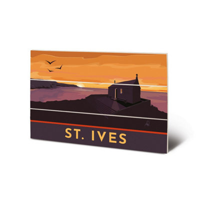 Georgina Westley St Ives Mini Wood Plaque Brown/Yellow (20cm x 29.5cm)