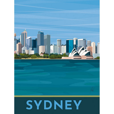 Georgina Westley Sydney Framed Canvas Print Blue (40cm x 30cm)