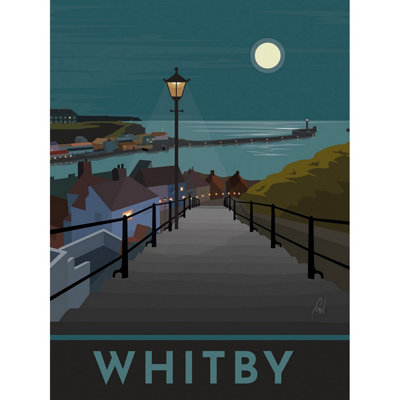 Georgina Westley Whitby Framed Canvas Print Blue/Green (50cm x 40cm)