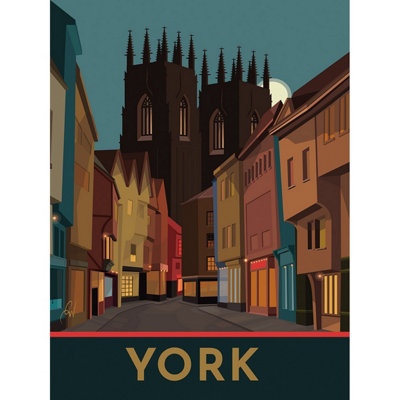 Georgina Westley York Framed Canvas Print Brown/Blue/Red (40cm x 30cm)